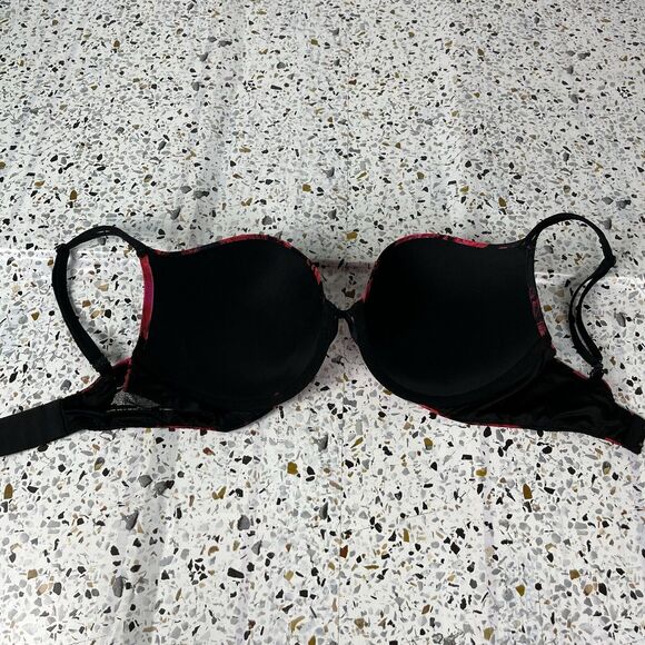 Victoria Secret Very Sexy Push Up Bra Red Floral Black Colorful 34DD - Picture 4 of 5